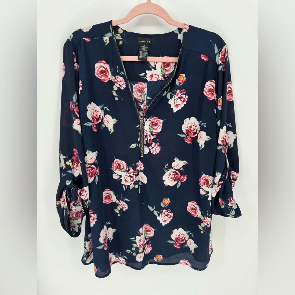 Justify Women's Half Sleeve Floral Lightweight Blouse
